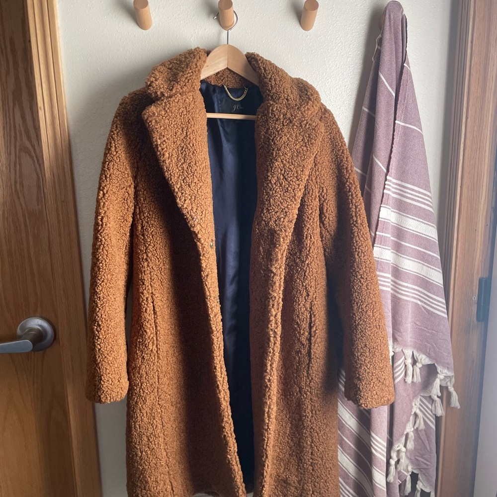 Cozy Brown J. Crew Teddy Sherpa Coat